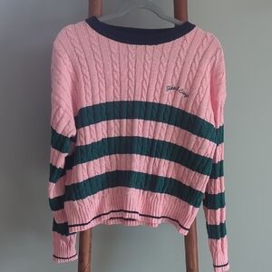 All in Motion Pink and Green Cable Knit Sweater